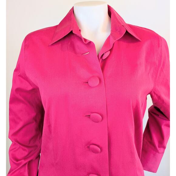NEW Talbots Blazer 14 Fuschia Pink Button Front Super Lightweight Cotton Jacket - Picture 2 of 9